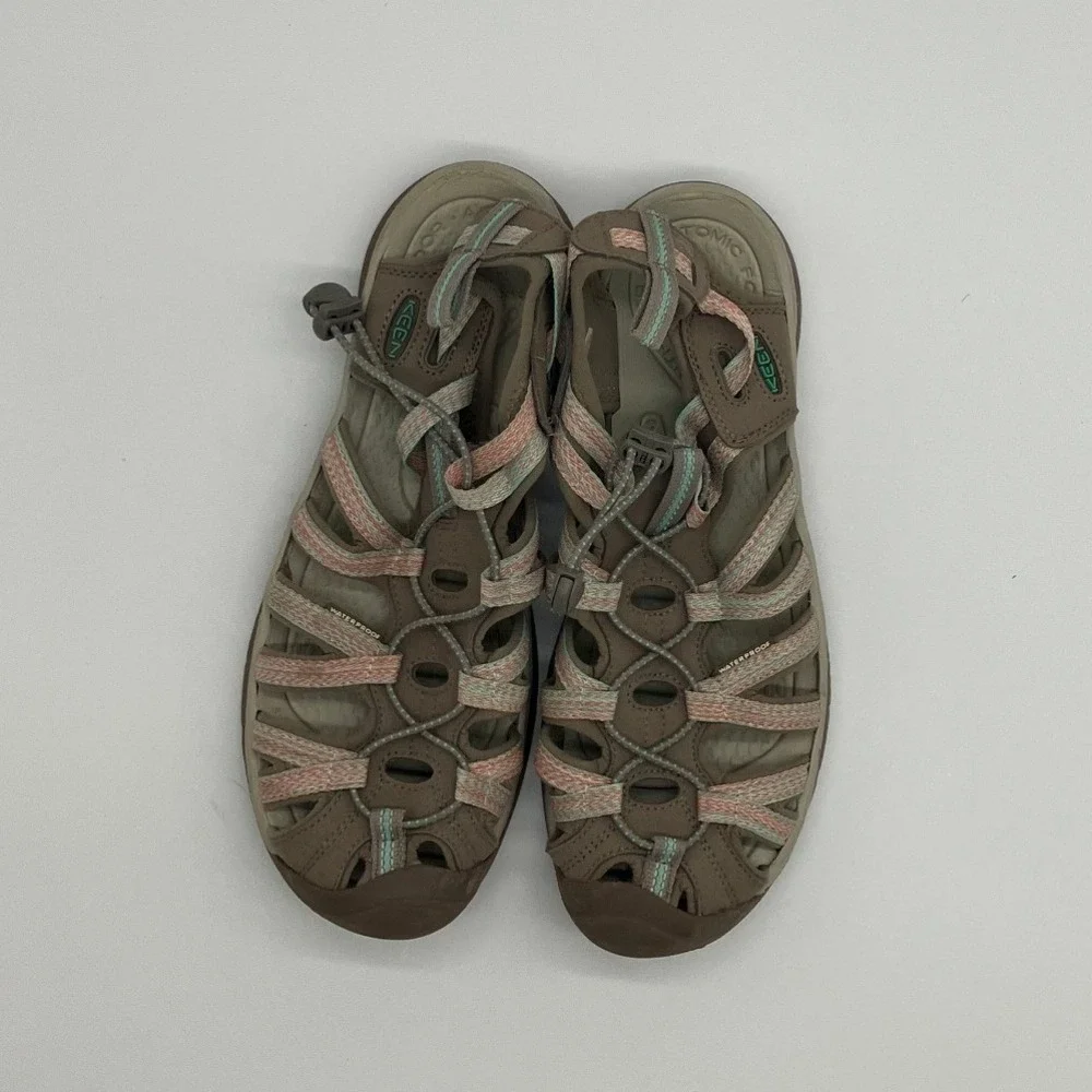 Keen Whisper Tan Pink Waterproof Hiking Sandals Womens Size 11 Sport Water Shoes